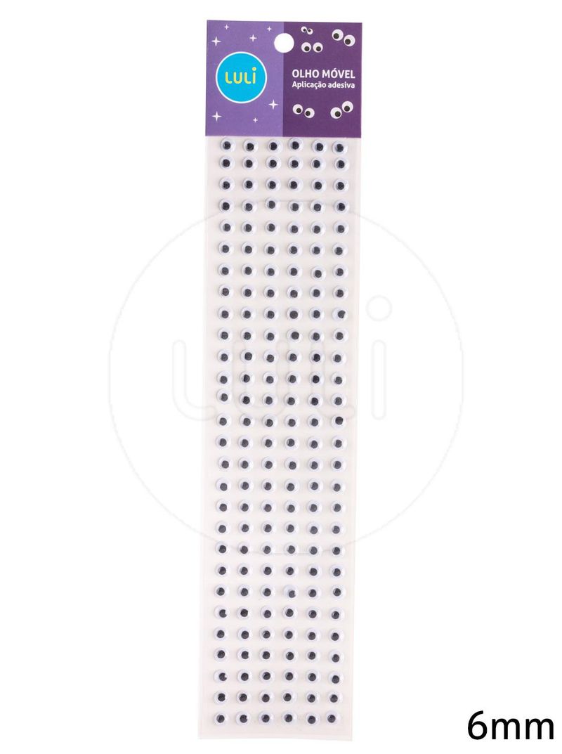 -Olho Movel Adesivo Luli 6mm Cartela com 168un