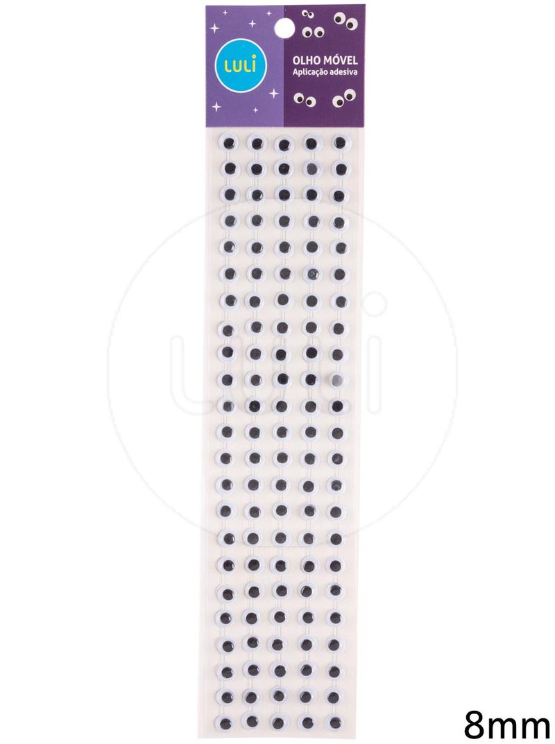 Olho Movel Adesivo Luli 8mm Cartela com 115un