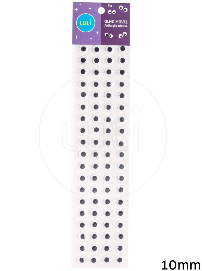 Olho Movel Adesivo Luli 10mm Cartela com 76un