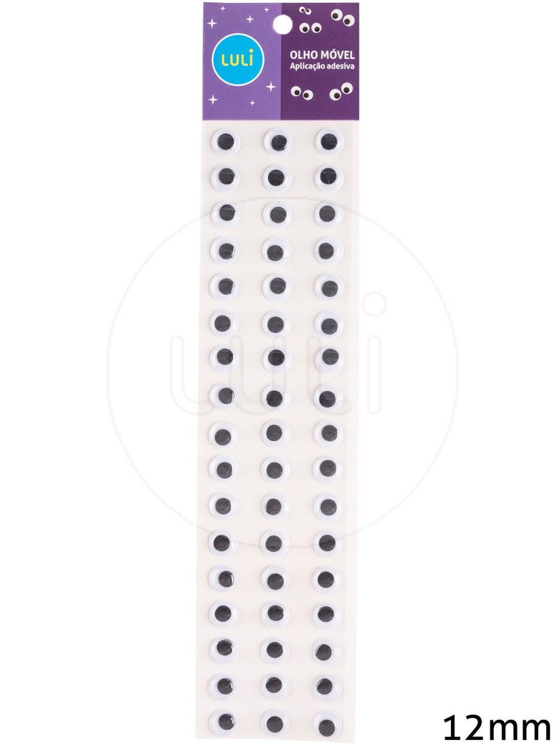 Olho Movel Adesivo Luli 12mm Cartela com 51un