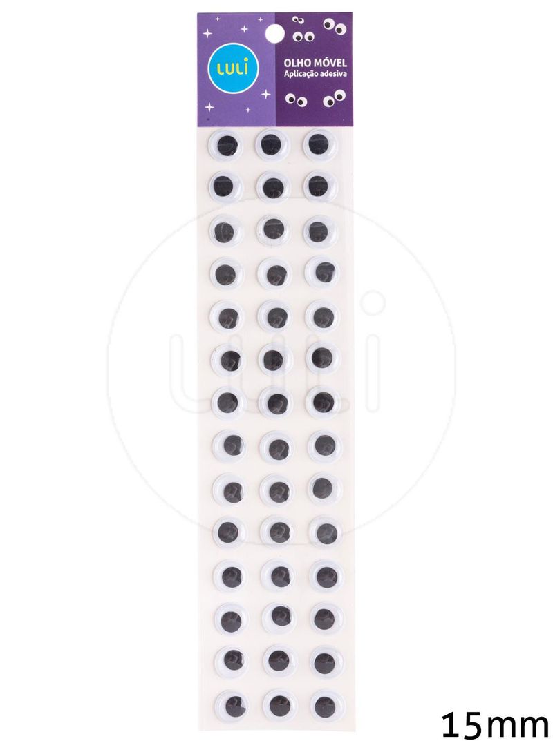 Olho Movel Adesivo Luli 15mm Cartela com 42un