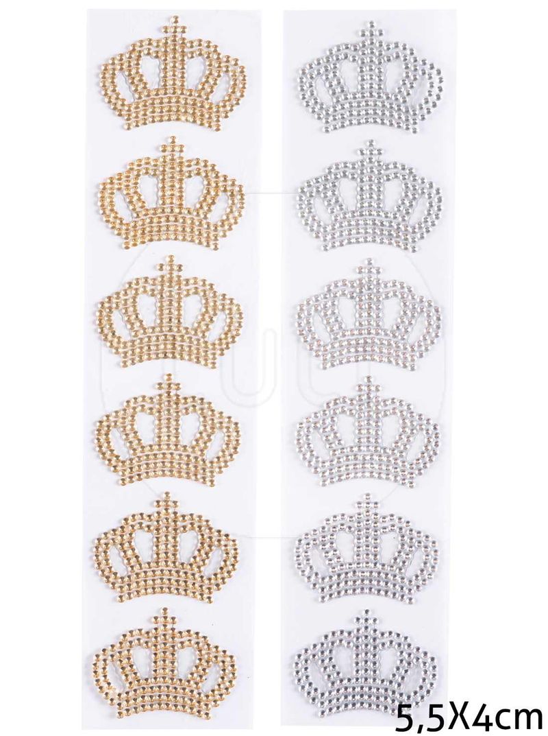 Cartela de Strass de Coroa 4cm Luli com 6un