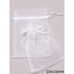 Saco de Organza Luli Branco 10x15cm 10un