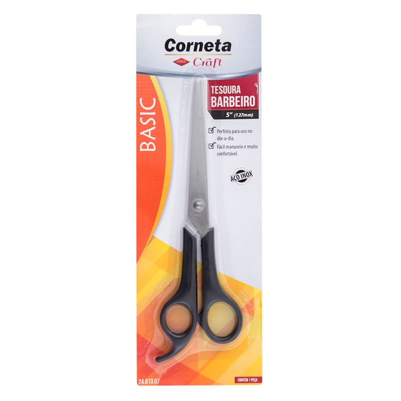 Tesoura Corneta de Barbeiro 17,5cm