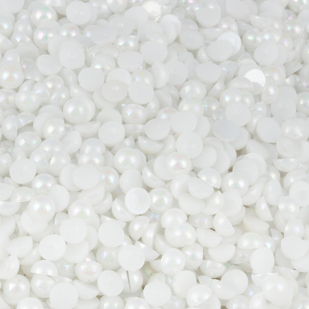 Meia Perola ABS Sem Furo Irisada Luli 6mm Branco Iris