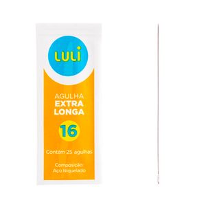 Agulha de Mao Extra Longa Luli 16 5,5cm Blister com 25un