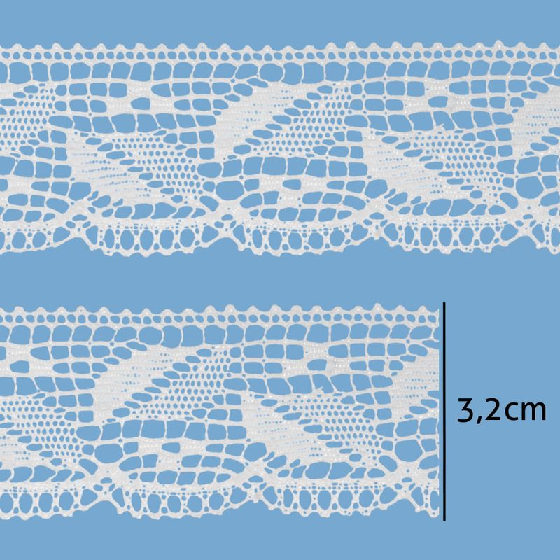 Renda de Algodao Paraiba 430256 3,2cm Peca com 20 Metros