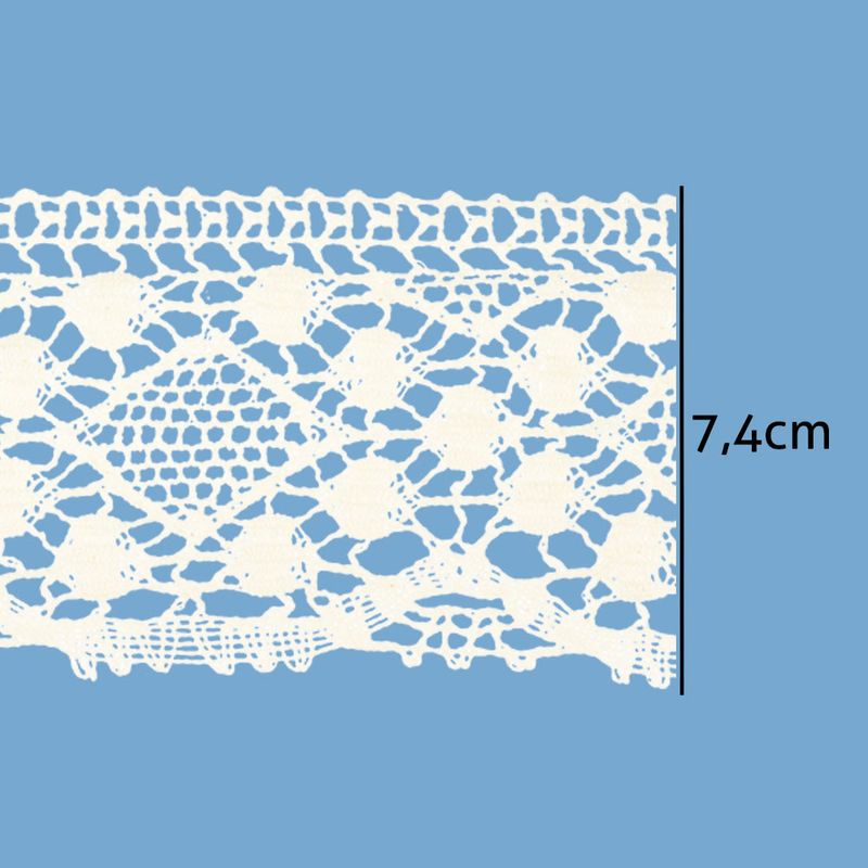 Renda de Algodao Paraiba 140064 7,4cm Peca com 20 Metros