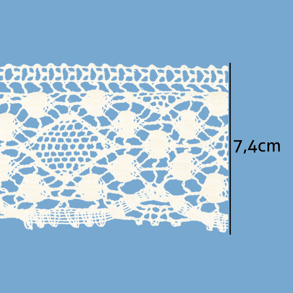 Renda de Algodao Paraiba 140064 7,4cm Peca com 20 Metros