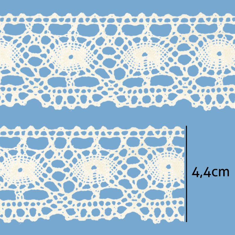 Renda de Algodao Paraiba 135044 4,4cm Peca com 20 Metros