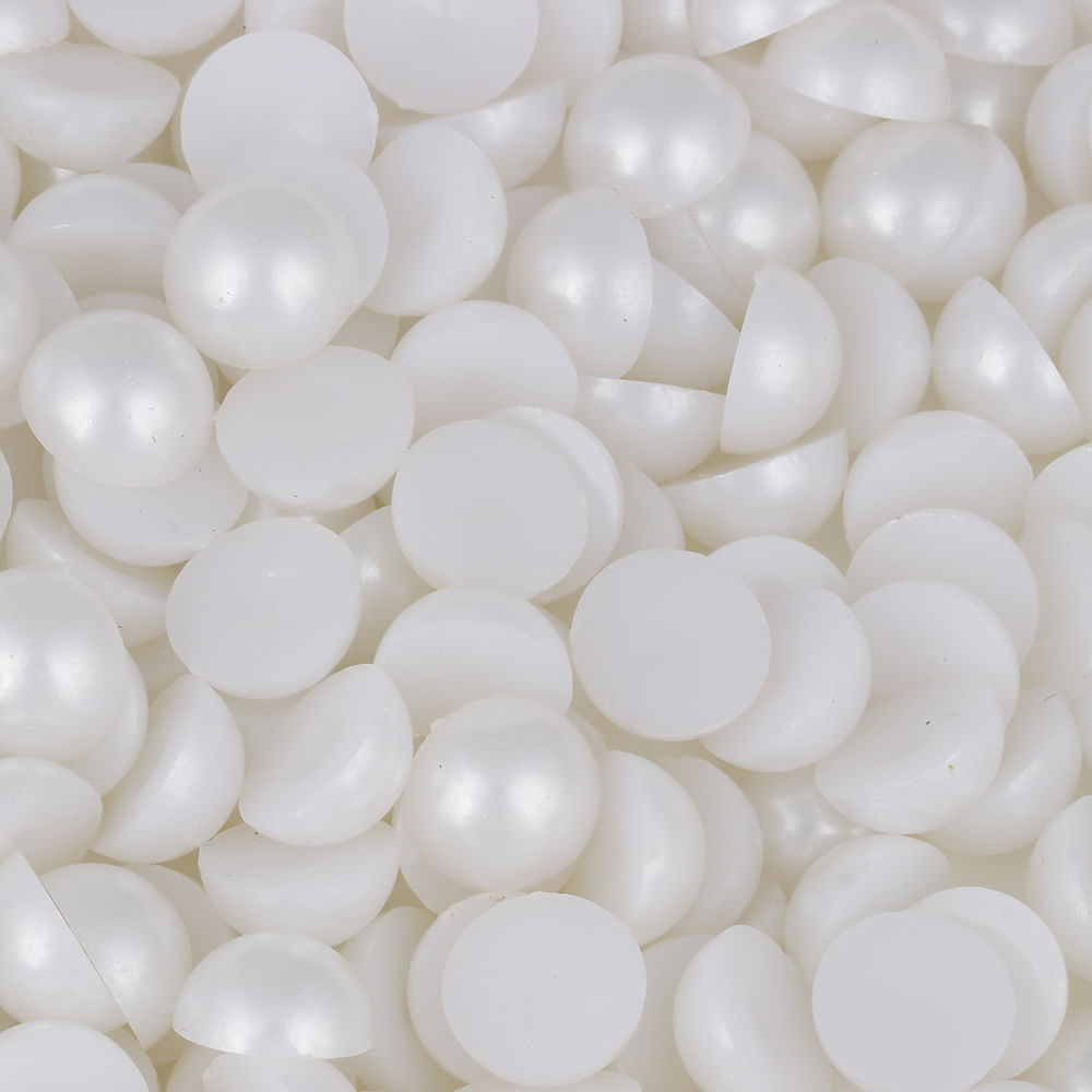 Meia Perola ABS Sem Furo Luli 14mm Branco