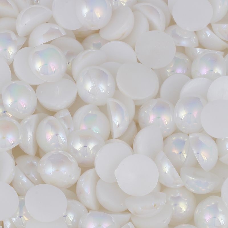 Meia Perola ABS Sem Furo Irisada Luli 14mm Branco Iris