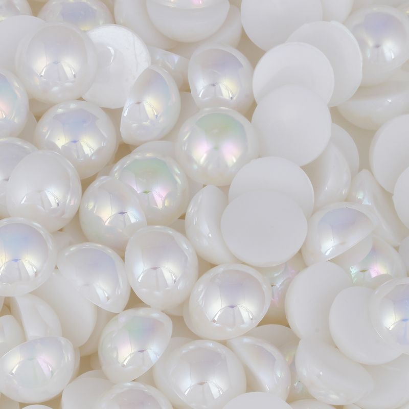 Meia Perola ABS Sem Furo Irisada Luli 16mm Branco Iris