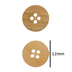 Botao de Madeira 4 Furos 4002/18 12mm Corozita Cartela com 72UN