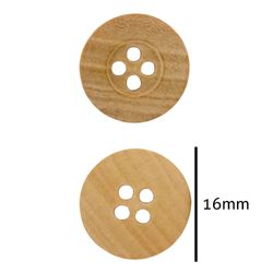 Botao de Madeira 4 Furos 4002/24 16mm Corozita Cartela com 48UN