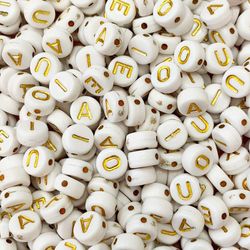 Micanga de Letras Vogais 4x7mm Luli L54 Pacote com 500g