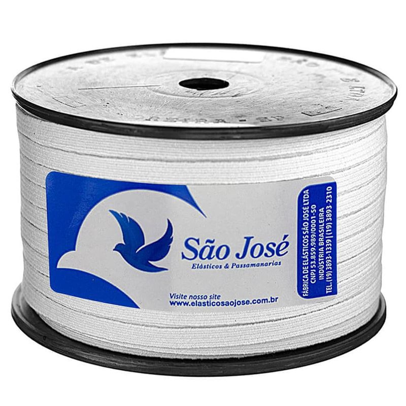 Elastico-Chato-Pigeon-Sao-Jose-Nº12-7mm-Rolo-com-100-Metros-BRANCO