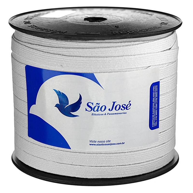 Elastico-Chato-Pigeon-Sao-Jose-Nº14-9mm-Rolo-com-100-Metros-BRANCO
