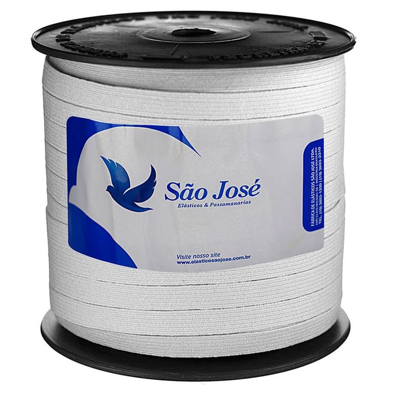 Elastico-Chato-Pigeon-Sao-Jose-Nº16-10mm-Rolo-com-100-Metros-BRANCO