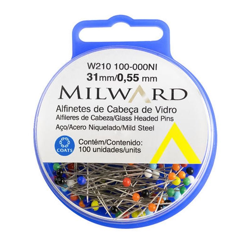 Alfinetes-de-Cabeca-de-Vidro-Milward-31cm-Coats-Corrente-100un