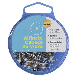 Alfinete Cabeca de Vidro Luli 3,1cm pacote com 100un