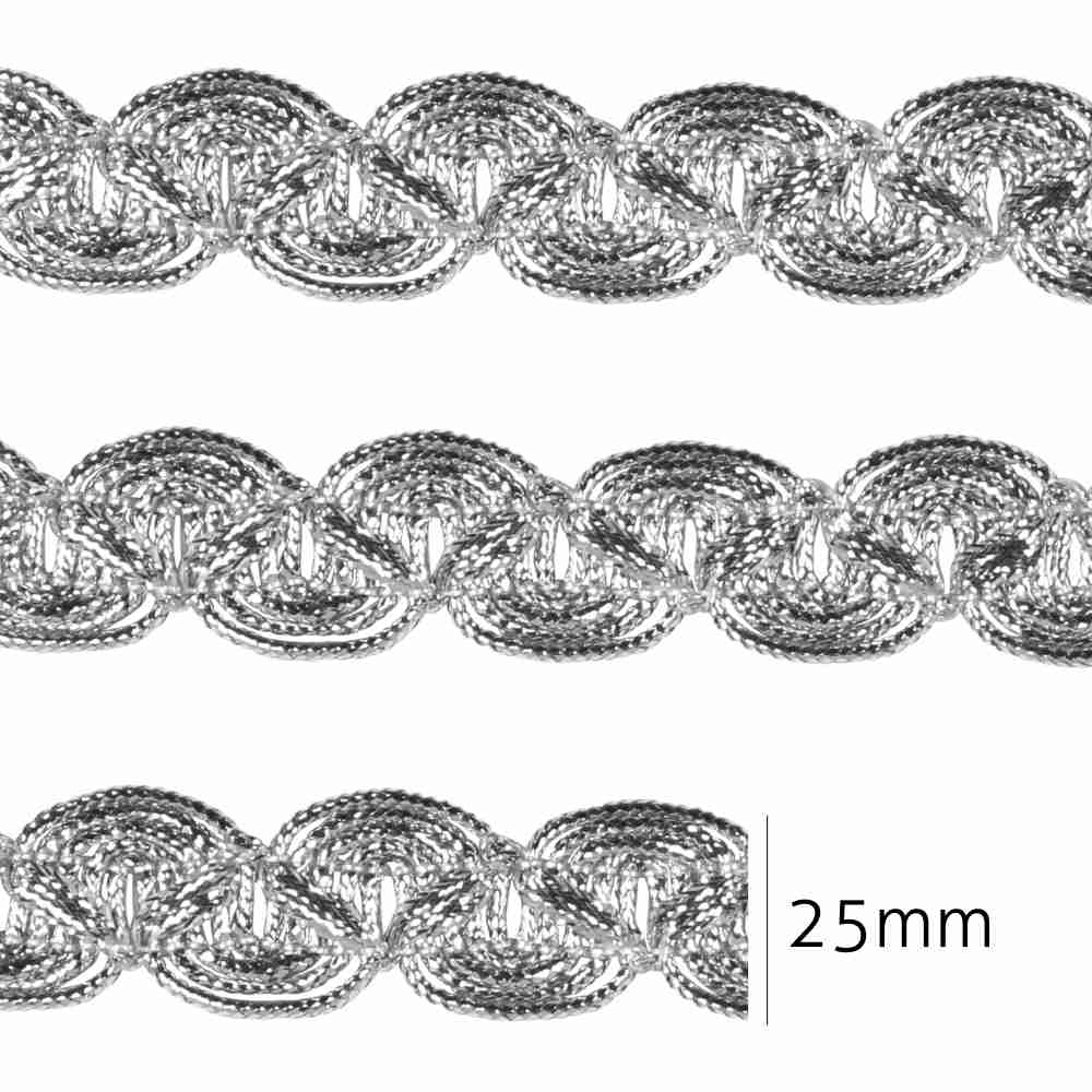 Passamanaria Metalizada Luli 25mm prata