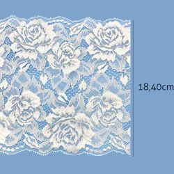 Renda de Nylon Rigida 18,40cm 11042 Aquarela Rolo com 100 Metros