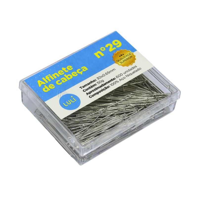 Alfinete-Cabeca-Nº-29-30cm-Luli-Caixa-com-500-Gramas