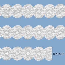 Bordado com Tule Lulitex 6,30cm RGPEK80416 Peca com 14,6 Metros