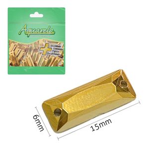 Chaton para Costura Retangular 2T 6x15mm Aquarela pacote com 100un