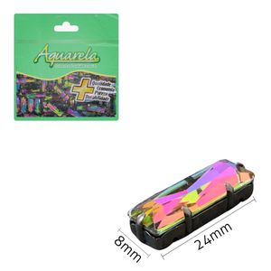 Chaton para Costura Retangular BT 8x24mm Aquarela Pacote com 50un