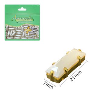 Chaton para Costura Retangular BT 7x21mm Aquarela Pacote com 50un