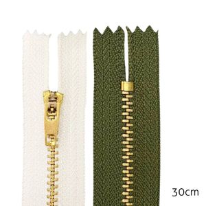 Ziper Fixo com Metal Dourado n°4 Luli com 30cm Pacote com 10un
