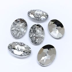 Botao de Cristal Oval 1835 20x28mm Aquarela Pacote com 50un