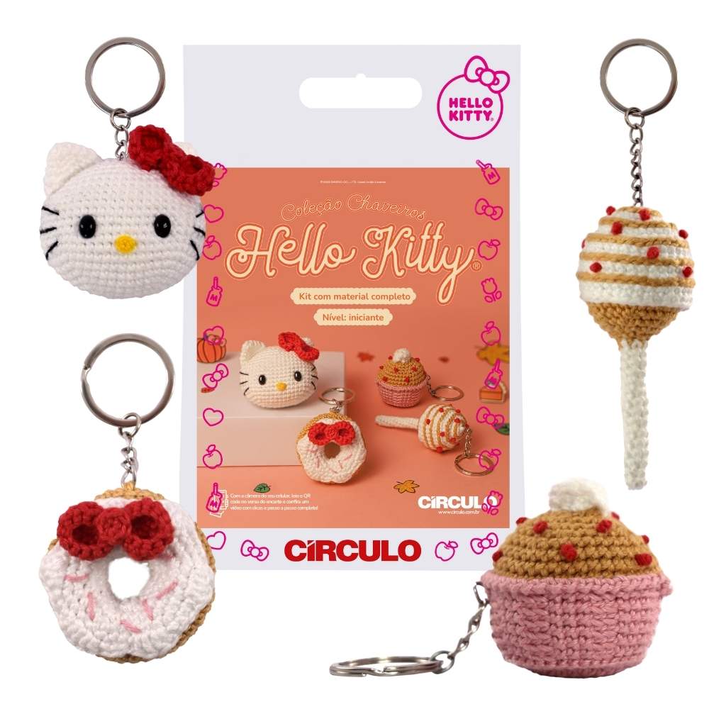 Kit Amigurumi Chaveiros Hello Kitty Circulo - Maluli Armarinhos