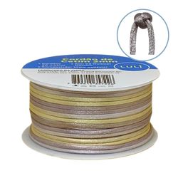 Cordao de Cetim Rabo de Rato Multicor Luli 2mm Rolo com 50 Metros