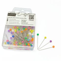 Alfinete Cabeca Colorida Lulitex 32mm Pacote com 80 unidades